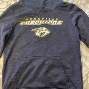 NHL Nashville Predators Preds Boys/Girls Size 12-14 Navy Blue Hoodie Mascot EUC